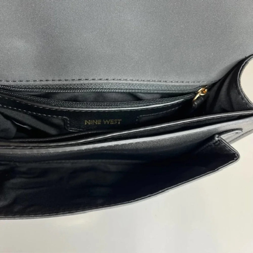 New Nine West Black Convertible Chain Crossbody Flap